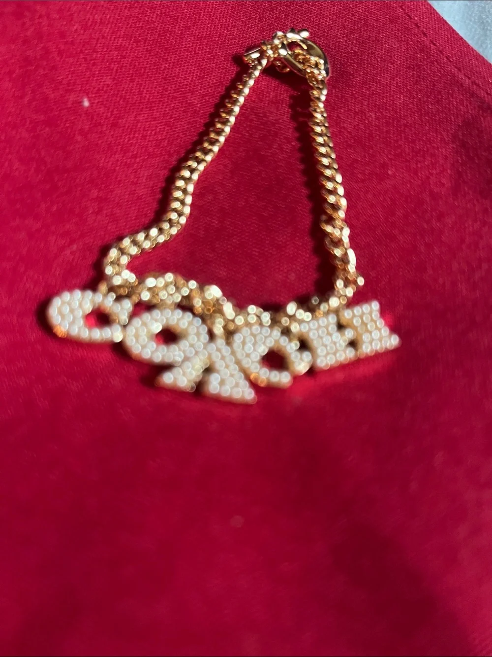 Gold Tone Pavé Letter Charm Bracelet - Women Jewelry